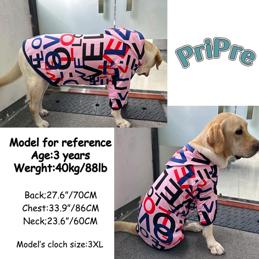 2022年ファッション福袋 Dog Cotton Hoodie Pullover Sweatshirts Soft and Stretch Pets Clothes Pink Love Prints Hooded for Lar