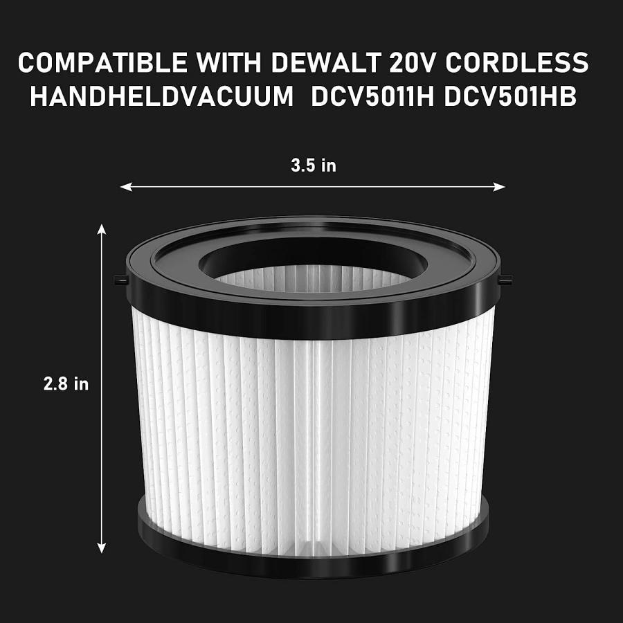 DCV5011H Replacement HEPA Filters Compatible with DEWALT 20V Cordless Vacuum DCV5011H  DCV501HB  Removable and Washable Filter Accessories Set  3 P｜dep-good-choice｜05