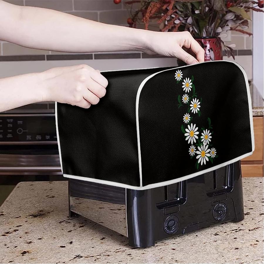 Coldinair デイジー フローラルプリント 4スライス トースターカバー キッチン 小型家電カバー パンメーカー 埃と指紋保護 軽量