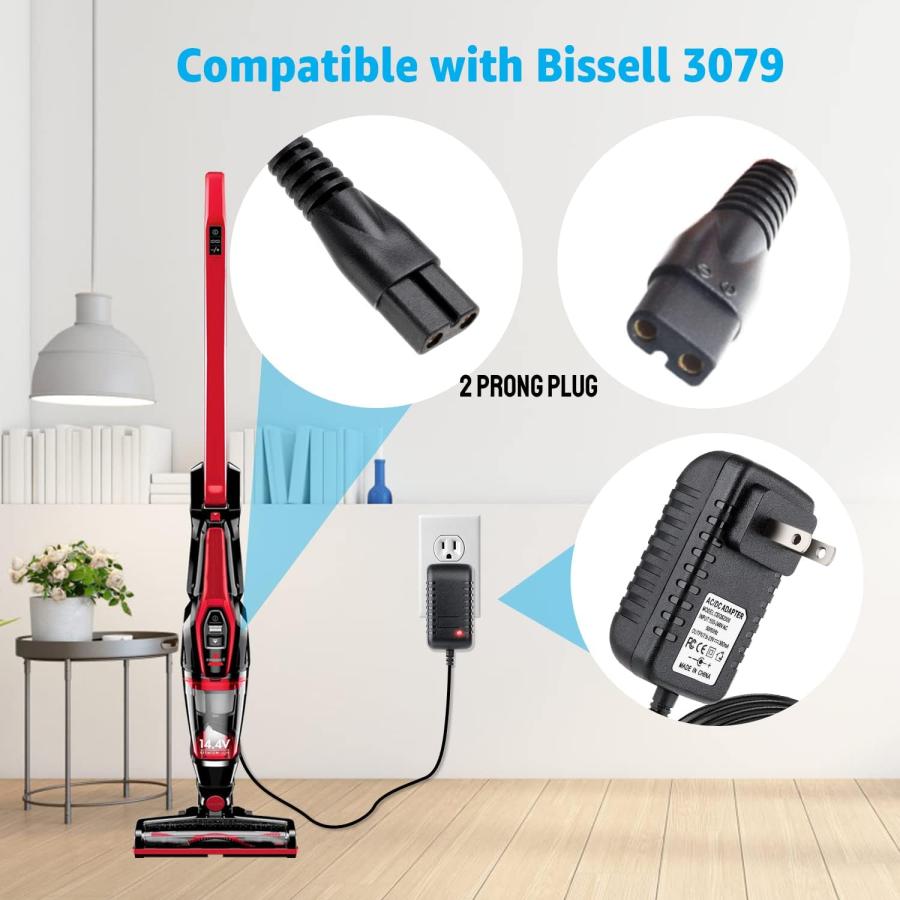 kzfuli Bissell 3079 AC電源充電器 Bissell 3079 超軽量コードレスXRT14.4Vロッド掃除機に対応 (ブラック1個)　並行輸入品｜dep-good-choice｜07