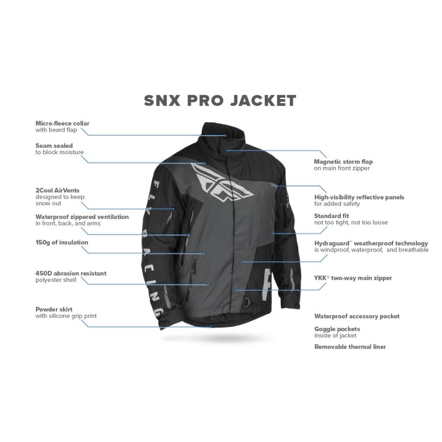 【並行輸入品】 Fly Racing SNX Pro Snow Jacket (Black/Blue, Youth Large)