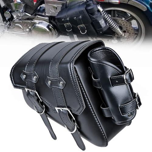 【並行輸入品】 】 AutoXcessories Motorcycle Left Side Saddlebag PU Leather Black S_1