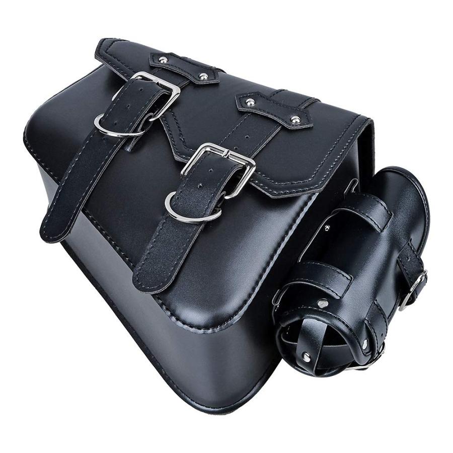 【並行輸入品】 】 AutoXcessories Motorcycle Left Side Saddlebag PU Leather Black S_3