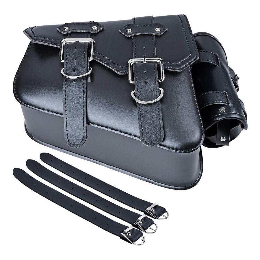 【並行輸入品】 】 AutoXcessories Motorcycle Left Side Saddlebag PU Leather Black S_9