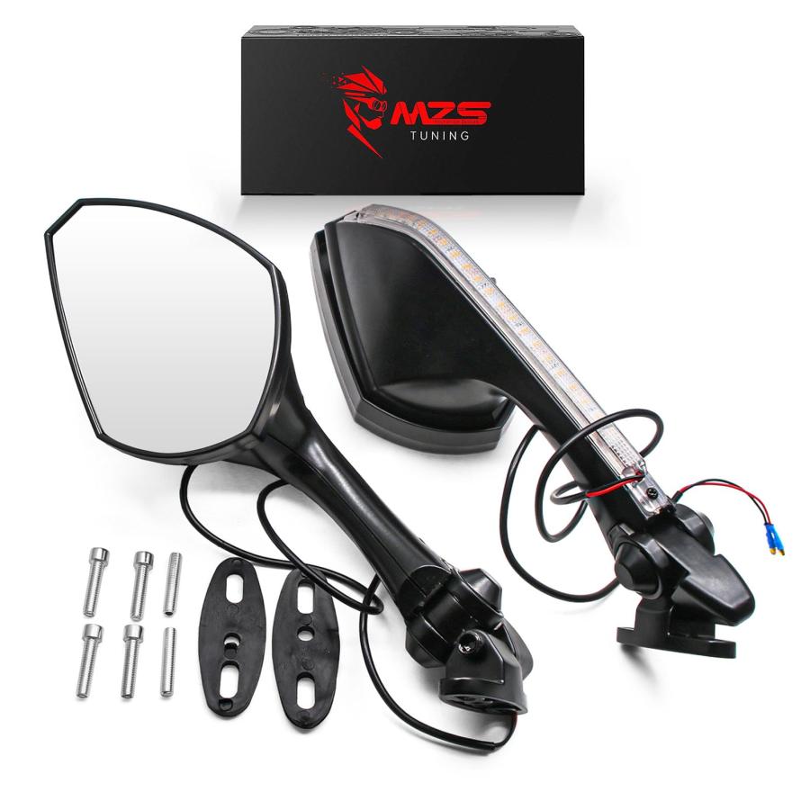 【並行輸入品】 】 MZS Motorcycle Mirrors, LED Racing Rear View Mirror Turn ...