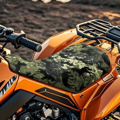 【並行輸入品】 Bulopur グリーン迷彩ATVオートバイシートクッションカバー 馬プリント 4輪車アクセサリー ATVシートカバー 交換用 スの画像