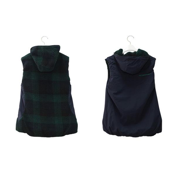 新品　ROSASEN ボアリバーシブルベスト　ボアスカート　セットアップ　防寒 Rosasen（ロサーセン） レディース 秋冬 蓄熱保温 ジャガード チェック