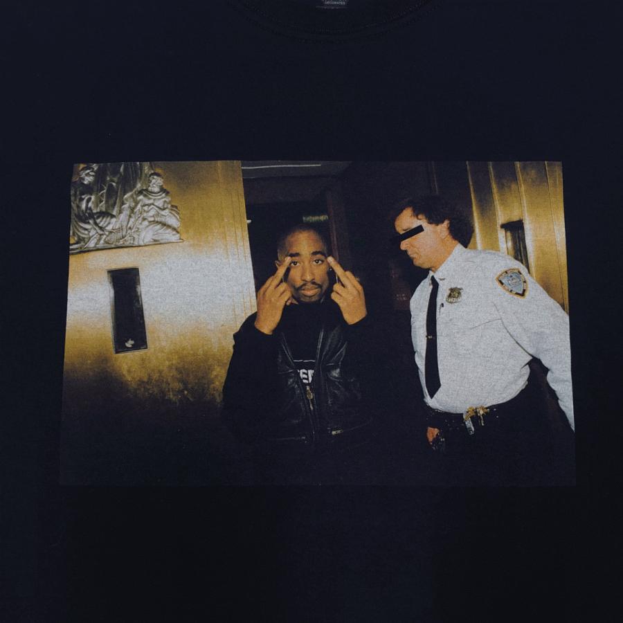 2pac tシャツ カットソー トゥーパック バンドT ロックT メンズ ユニセックス 2パック ラップ HIPHOP TUPAC フォト 黒 Tシャツ 2pac with Police｜depot-select｜02