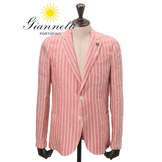 ジャンネット Giannetto ジャケット メンズ Men S 春 夏 おしゃれ シングル コットン100 シャツ生地 ストライプ 2つ釦 ピンク １枚地仕立て 0103 4riv 0001 メンズブランドでらでら公式shop 通販 Yahoo ショッピング