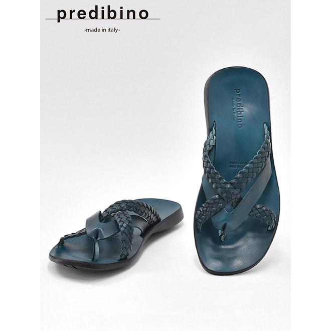 メール便送料無料 プレディビーノ Predibino メンズレザーサンダル 編み込みとプレーンのダブルクロス