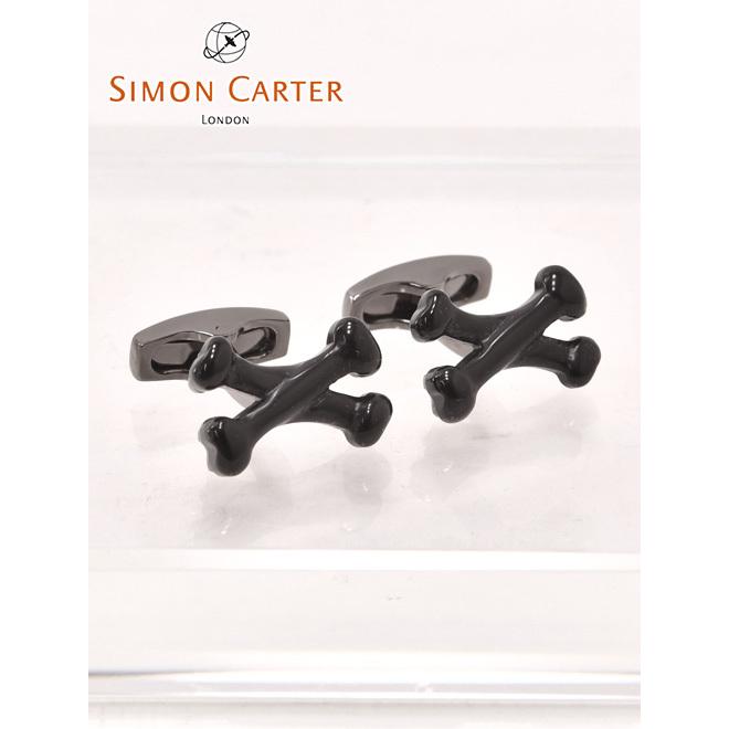 未使用　Simon Carter タツノオトシゴ　カフリンクス SIMON CARTER（サイモンカーター） ブラックオニキス クロス 骨