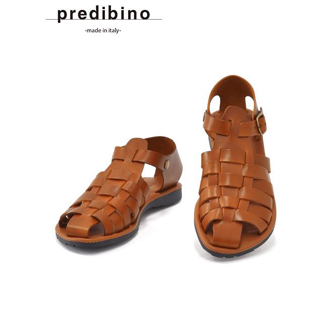 プレディビーノ Predibino メンズ レザーサンダル 1902 グルカ風 指先ホールド 踵あき バックルストラップ固定 クオイオブラウン イタリアブランド 1902 Cuoio メンズブランドでらでら公式shop 通販 Yahoo ショッピング