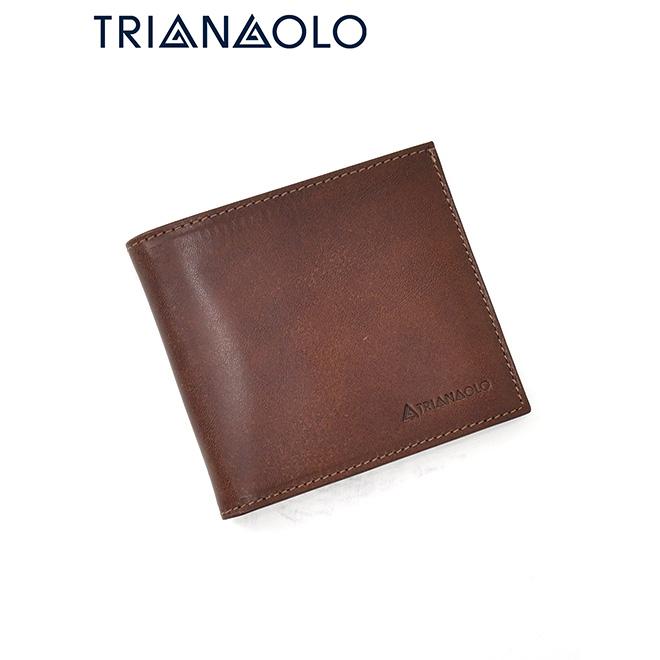 トリアンゴロ TRIANGOLO イタリア製バケッタレザー マロンブラウン 小銭入れなし カード&お札専用二つ折り財布 メンズ Men's