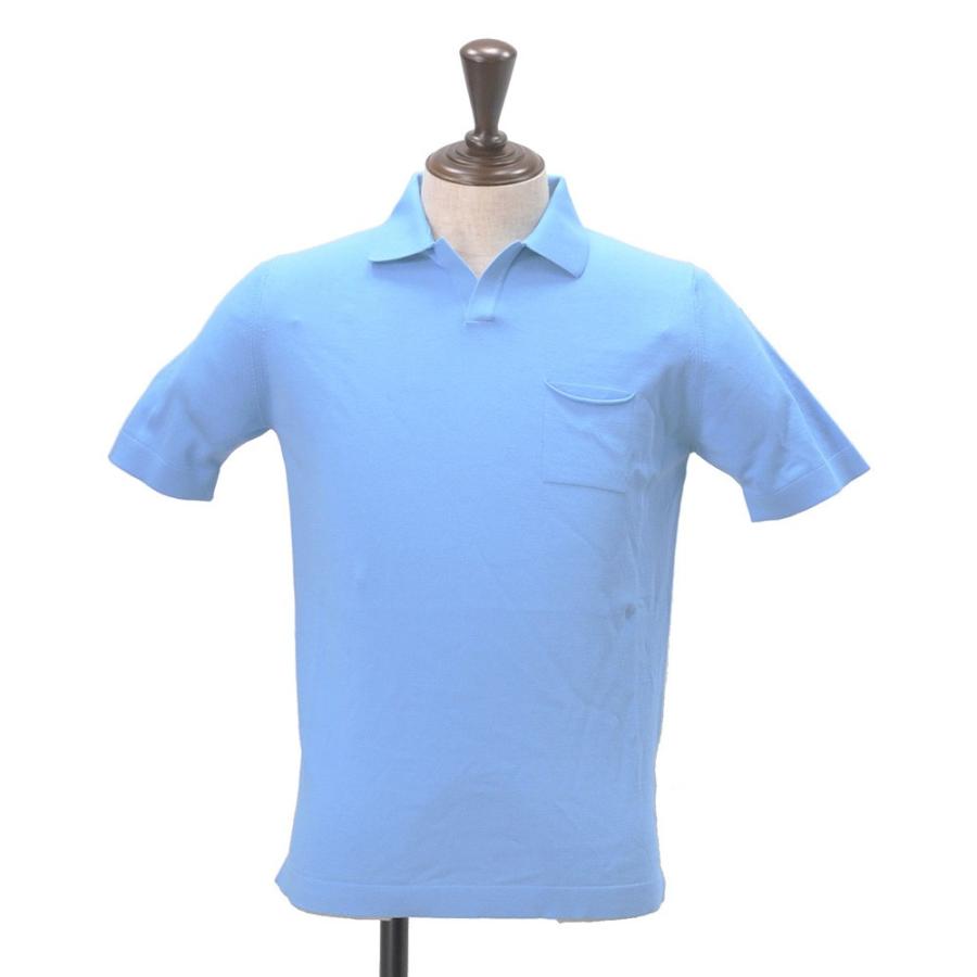 公式ショップ フィリッポ デ 公式ブランド でらでら 国内正規品 スキッパー襟 サックス 半袖 メンズ ニットポロシャツ Laurentiis De Filippo ローレンティス デ フィリッポ ニット スキッパー ポロシャツ ローレンティス トップス