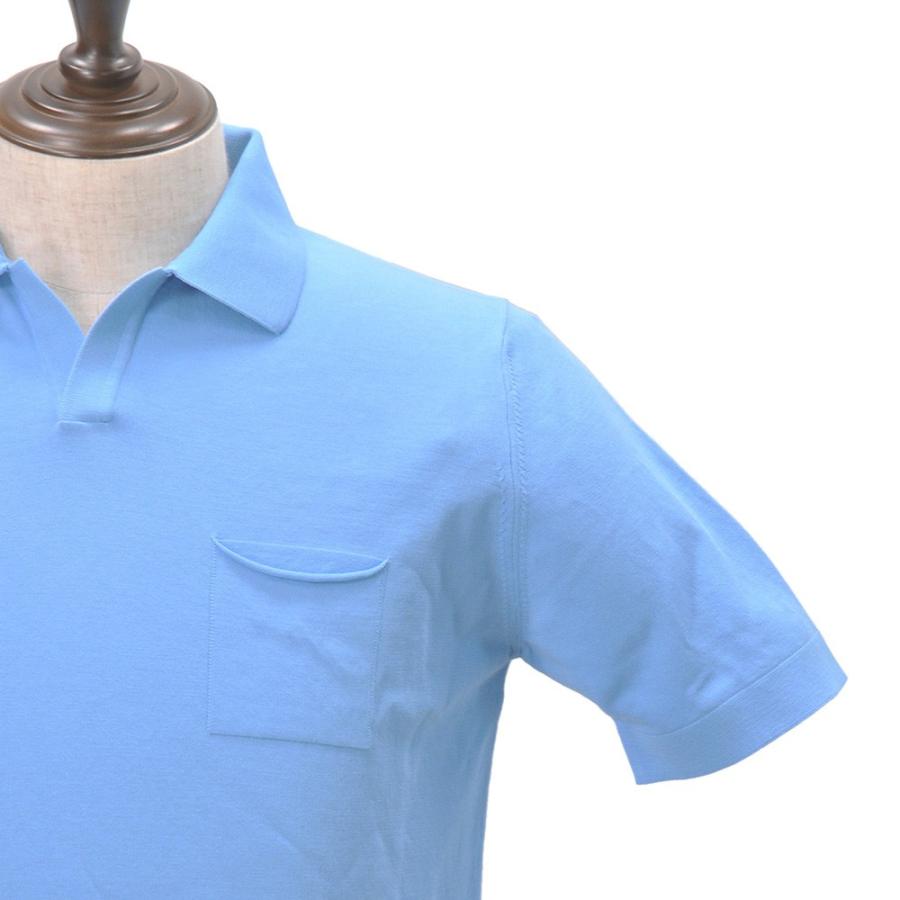 公式ショップ フィリッポ デ 公式ブランド でらでら 国内正規品 スキッパー襟 サックス 半袖 メンズ ニットポロシャツ Laurentiis De Filippo ローレンティス デ フィリッポ ニット スキッパー ポロシャツ ローレンティス トップス