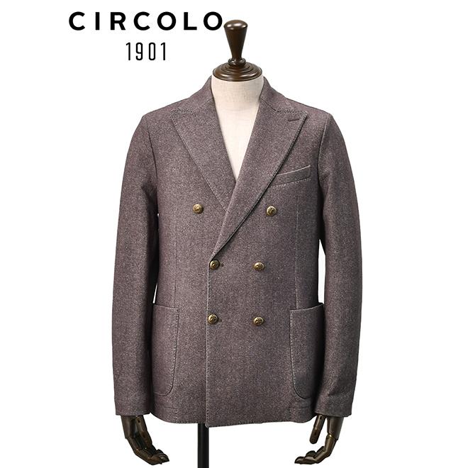 チルコロ Circolo1901 メンズ ダブル イージーャケット プリントスウェット 秋冬ブレザー イタリアブランド Fondブラウン 国内正規品 専門店