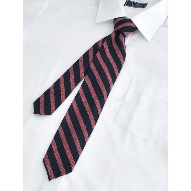 ウルトゥラーレ ULTURALE メンズ アクセサリー カシミア100％ニットタイ ネイビー×レッド レジメンタル3つ折りネクタイ イタリア製 Men's