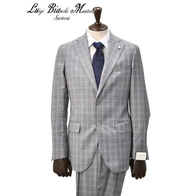 メンズブランドでらでら公式SHOPLuigi Bianchi Mantov ルイジ ビアンキ マントヴァ メンズ シングル2Bスーツ グレー ウインドウペンチェック ロロピアーナ社製クロス Men's suits 今だけ限定15%OFFクーポン発行中