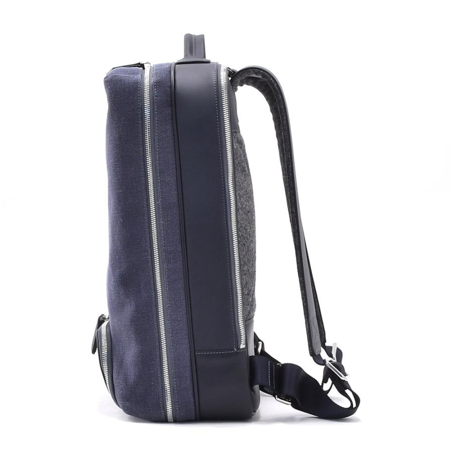 正式的100 正規品 のlundi フランスブランド 一泊用 リュックサック デイパック アントワーヌ 一泊用 メンズ 国内正規品 コーティングキャンバス ルンディ Lundi 旅行用バックパック ネイビー Men S 限定販売 の