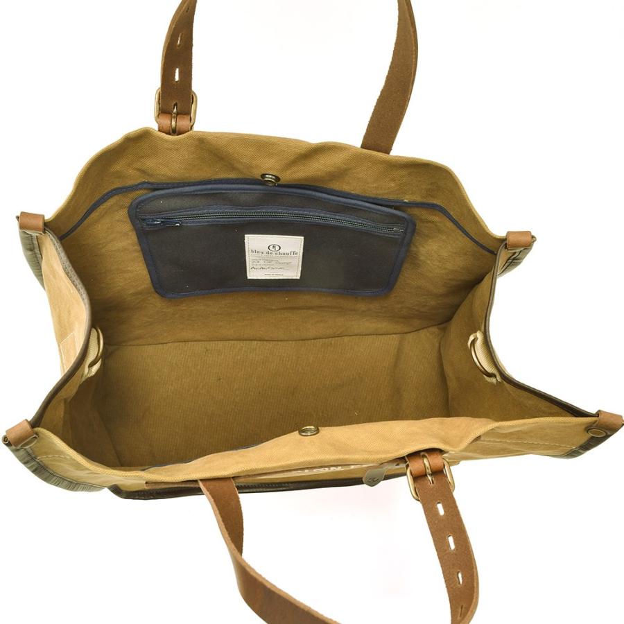 ブルー ドゥ シャフ Bleu de chauffe トートバッグ メンズ BAZAR ブランドロゴプリント コーテッドコットンキャンバス カーキ 国内正規品 でらでら 公式ブランドの画像