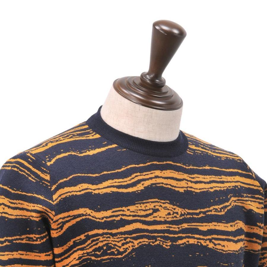 ジョンスメドレー John Smedley メンズ セーター メリノウール クルーネック ジャガードニット Bedrock ベッドロック ミッドナイト ブルーオレンジ模様 ブランド Bedrock Midnigt メンズブランドでらでら公式shop 通販 Yahoo ショッピング