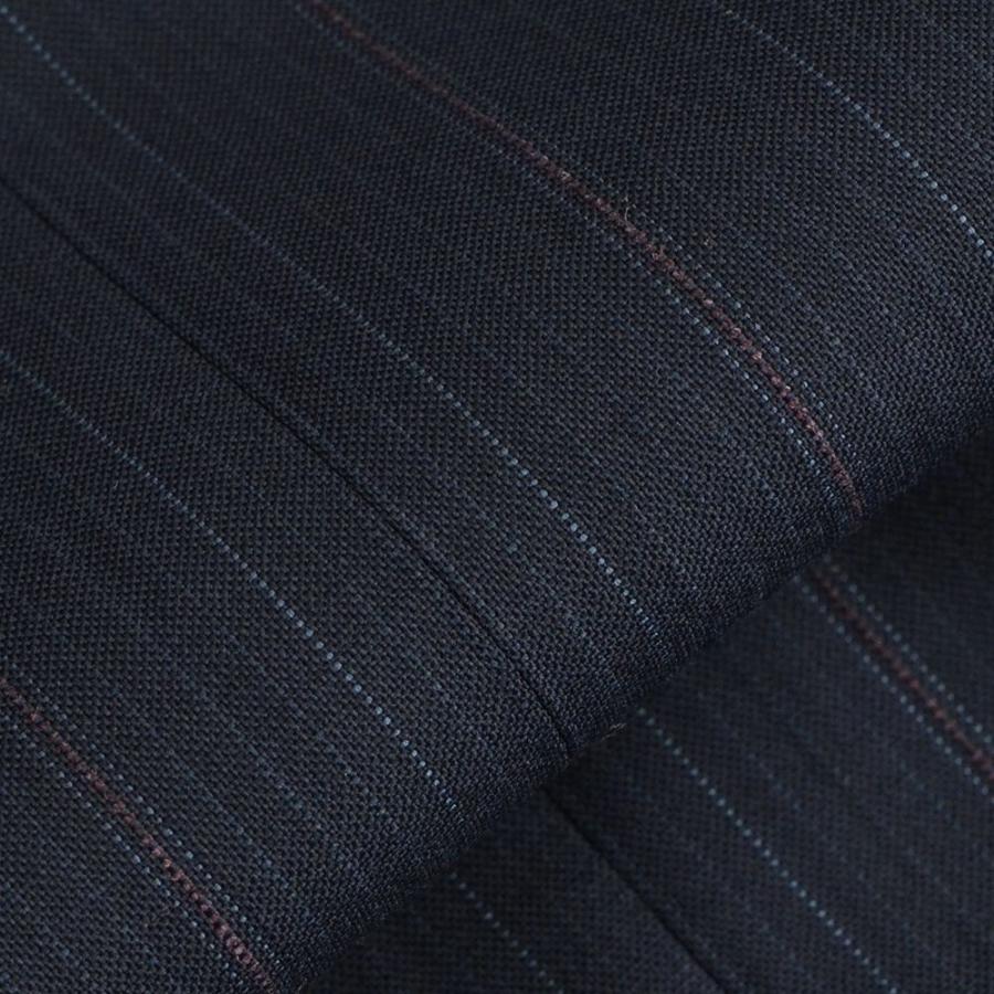 エルメネジルド・ゼニア クールエフェクト ネイビー ボルドー＆ブルーオルタネートストライプ 2Bシングルスーツ メンズ Men'sの画像