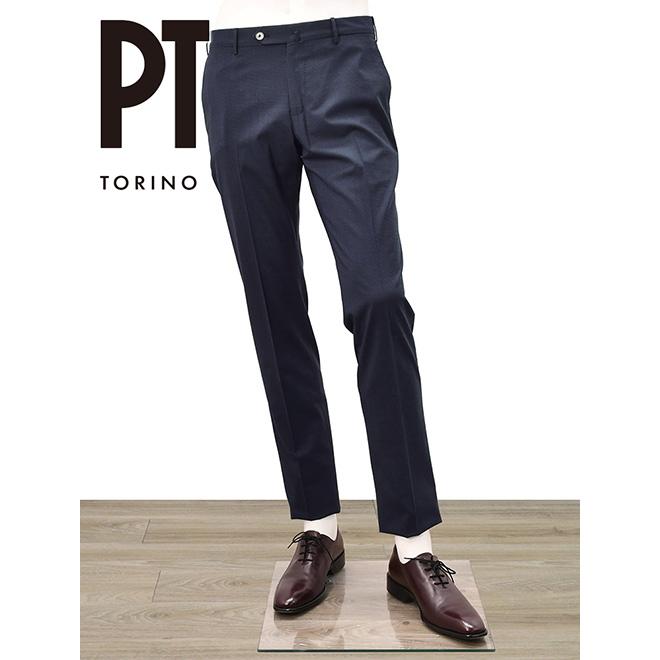 売上安い ピーティートリノ Pt Torino メンズ トラベル ストレッチテクノウールスラックス ハウンドトゥース ネイビー ノープリーツ スリムフィットパンツ ブランド 最も人気商品 Www Superavila Com