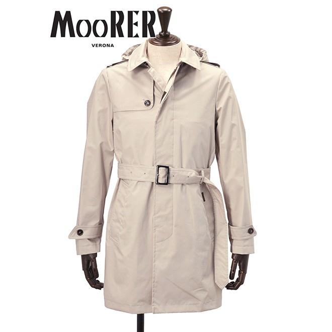 トレンチコート 春 夏 メンズ Men S ジャケット ムーレー Moorer スプリング ベルテッド コットンポリ ミドル丈 背抜き裏地 フード着脱 ベージュ Prez Tes Beige メンズブランドでらでら公式shop 通販 Yahoo ショッピング