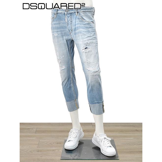 ディースクエアード Dsquared2 メンズファッション メンズデニムパンツ Sailor Jeans ウォシュドブルー Jeans 7分丈 イタリアブランド 国内正規品 イタリアブランド スリム S71lb1039 470 プリント ダメージ メンズブランドでらでら公式shop 良質で安価な製品