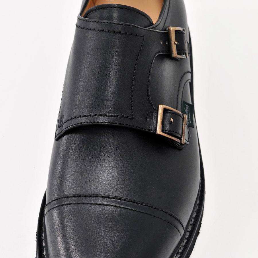 パラブーツ 国内正規品 william ウイリアム ブラックダブルモンクストラップシューズ オイルドレザー メンズ Men'sの画像
