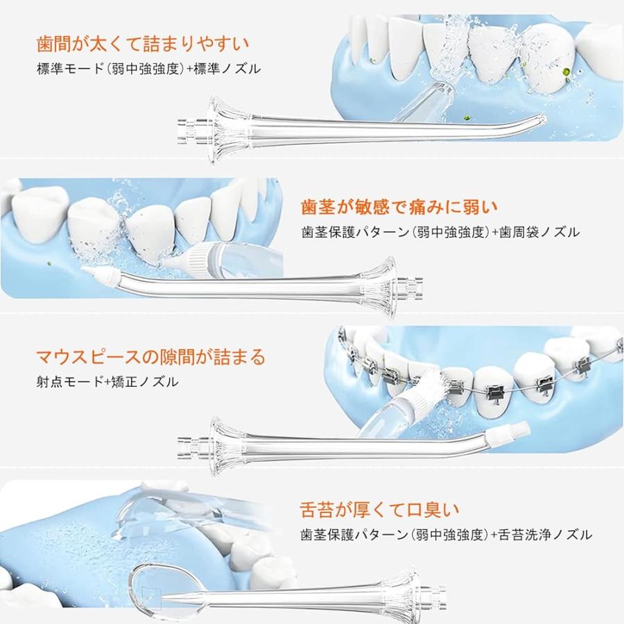 SOOCAS 口腔洗浄器  ウォーターピック ジェットウォッシャー 伸縮 洗浄機 IPX7 防水  USB充電式 替えノズル4本 W1(ホワイト)の画像