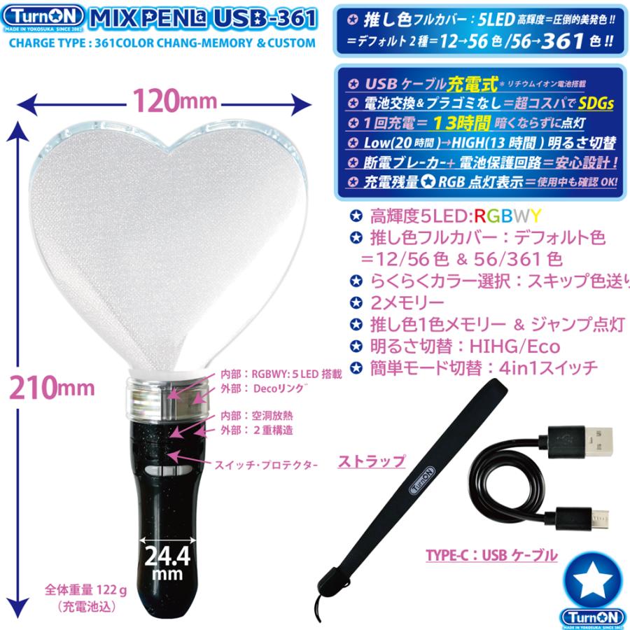MIX PENLa USB-361 Noir キラキラ Pt. ハート ( ミックスペンラ ユー