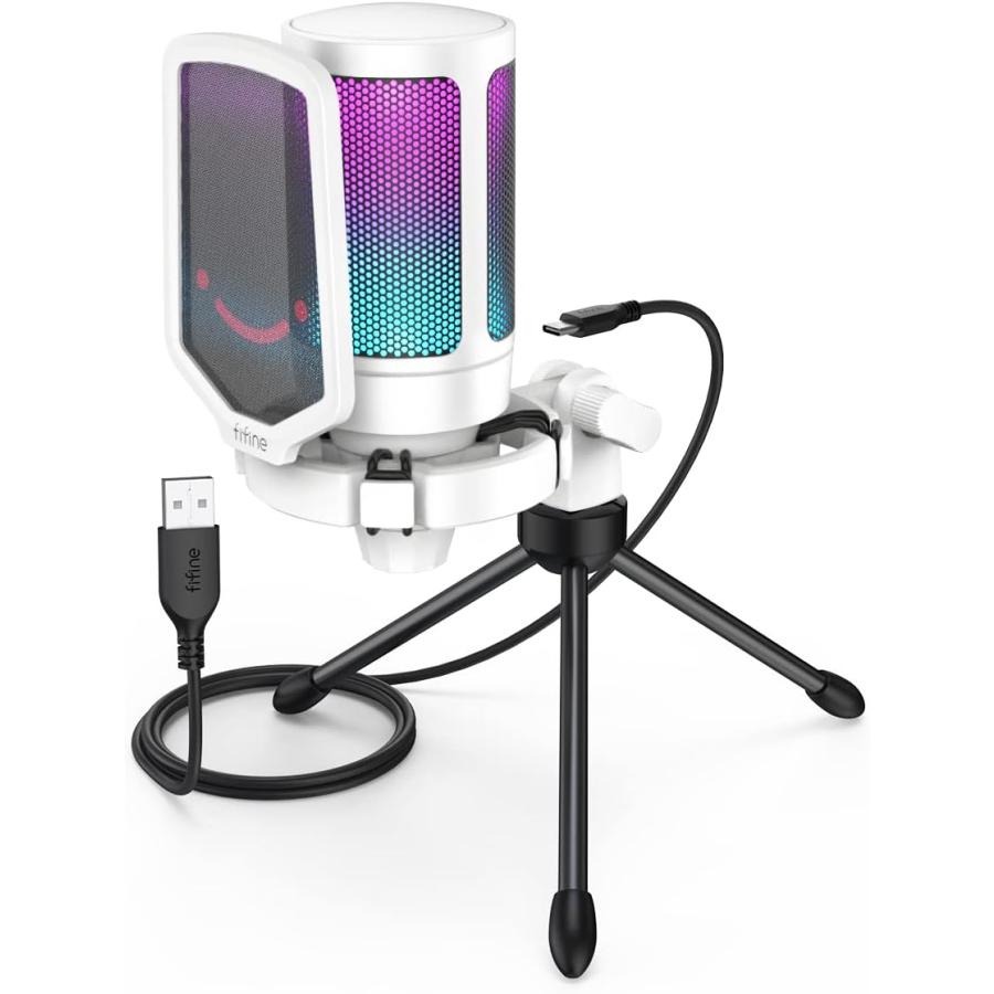 FIFINE ゲーミングマイクセット 白 Amazon.co.jp: FIFINE USB