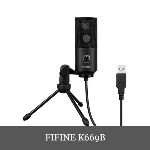 最新情報FIFINE K669B USBマイク コンデンサーマイク PC用マイク 音量調節可能 三脚マイクスタンド付属 Windows Mac ブラック 日本正規代理店