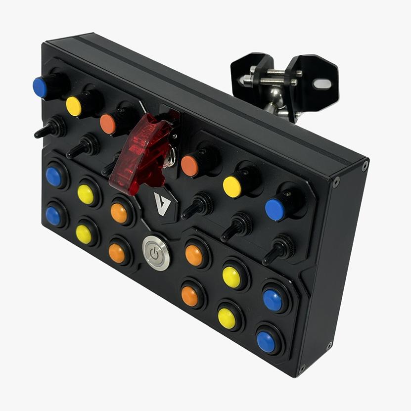 PCシムレース用ボタンボックス（紫、黒ビス） シムレーシング USB ボタンボックス 29機能 青照明縦型 大型