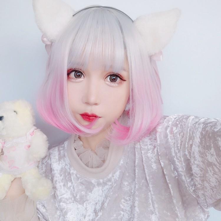 フルウィッグ ウィッグ 超自然 スモーキー ウィッグ 内巻きショートウィッグ グラデーション Lolita Bobo 銀 白 ピンク ボブ かつら エクステ ファッション Jff100 Deris 通販 Yahoo ショッピング