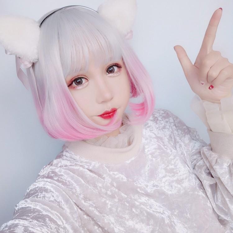 フルウィッグ ウィッグ 超自然 スモーキー ウィッグ 内巻きショートウィッグ グラデーション Lolita Bobo 銀 白 ピンク ボブ かつら エクステ ファッション Jff100 Deris 通販 Yahoo ショッピング
