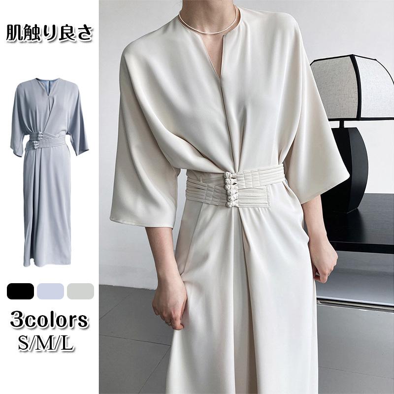 ワンピース 七分袖 夏ワンピース 羽織り 落ち感 涼感 サマー 無地 可愛い ゆったり 大きめ ロングワンピース ポケット Aラインワンピース 30代40代50代 Lyq52 Deris 通販 Yahoo ショッピング