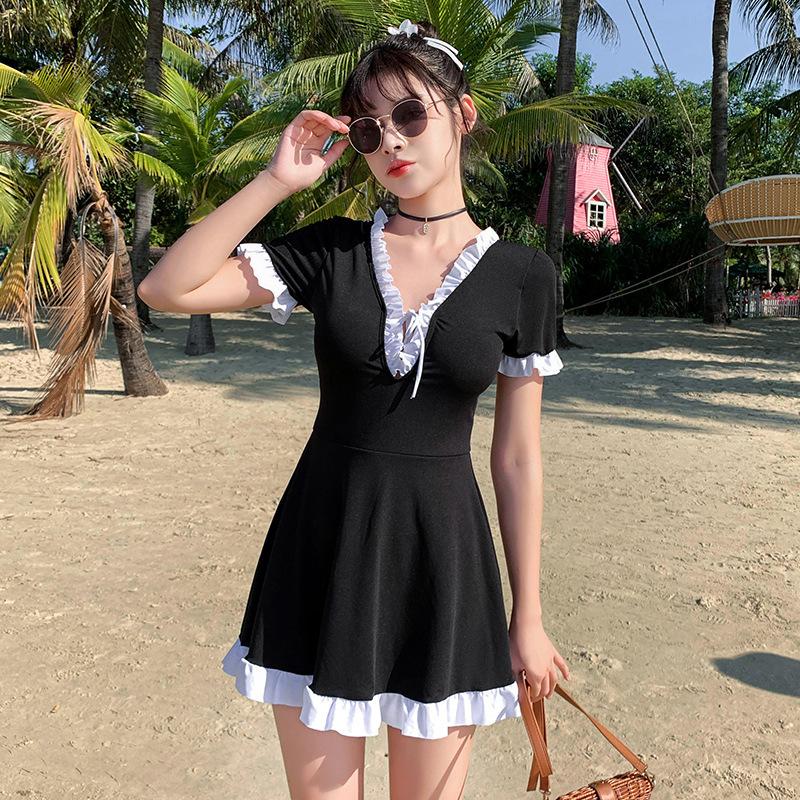 福袋 水着 レディース 体型カバー ビキニ オフショル ワンピース セット セクシー パッド付き 盛れる フレア フリル バッククロス