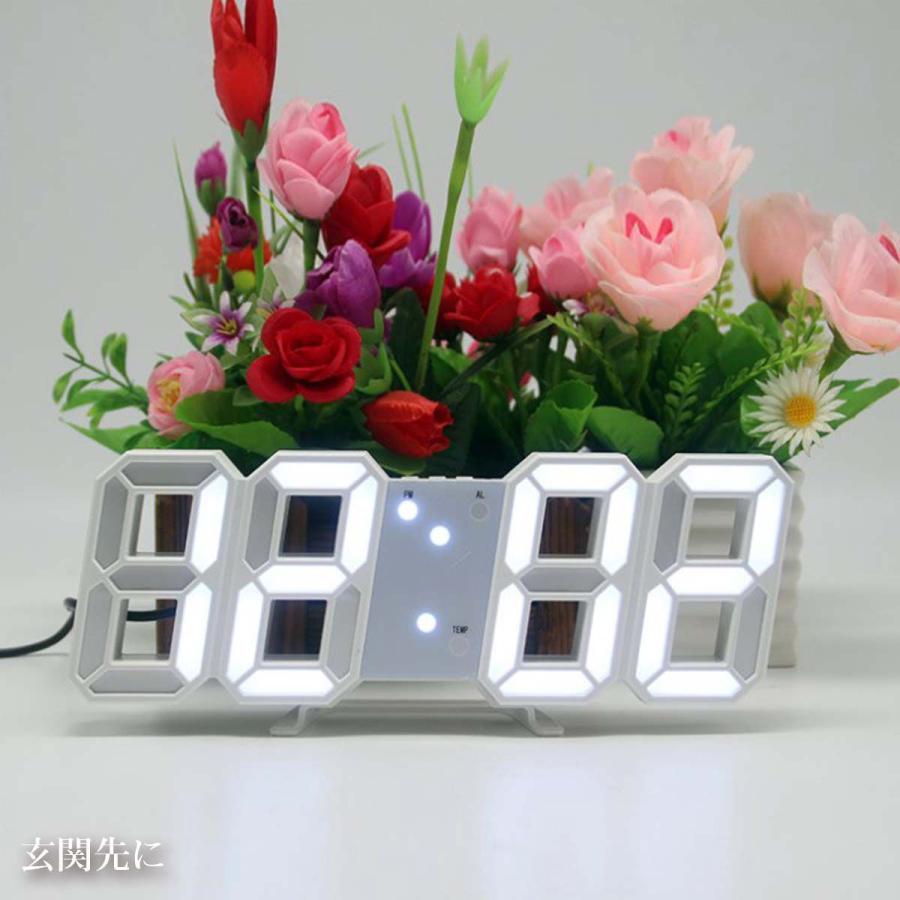 3D 置き時計 掛け時計 デジタル LED 目覚まし時計 壁掛け時計 置時計 ウォール クロック｜deruderu｜07