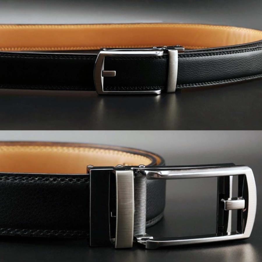 ベルト メンズ 本革 穴なし 無段階 オートロック レザー ビジネス