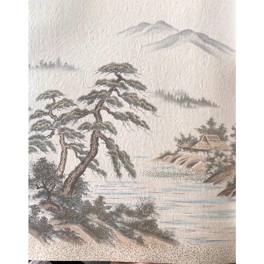 ❤️送料込値下げ❤️絵画★謎の山の冬景色★ガラス額入り 和紙の絵写真 「湖畔の桜と残雪の富士山」 立体額縁付き 38x27cm