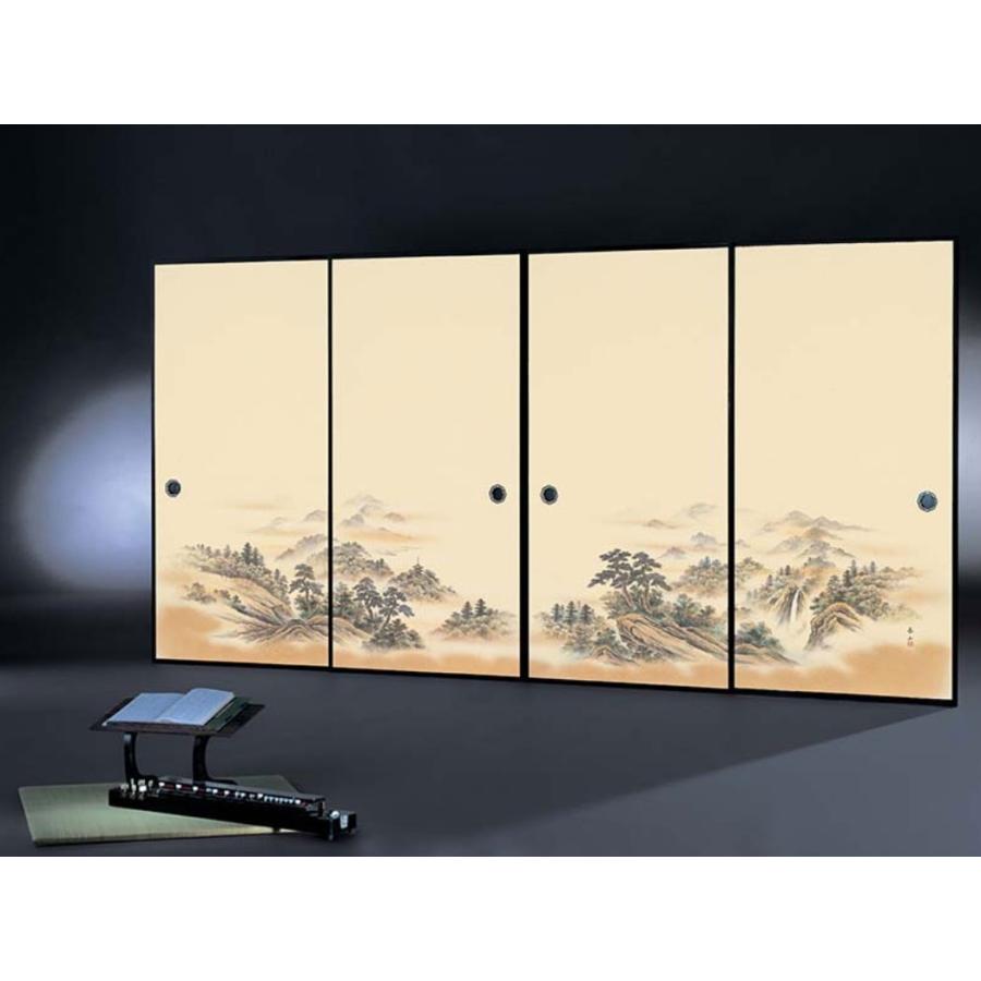 #衝立#デラックス桑色仕上げ 中襖 純手描き山水画 に 御所車 １台限定] 特価価格衝立 デラックスアール桑色仕上げ 襖画手描き山水画に