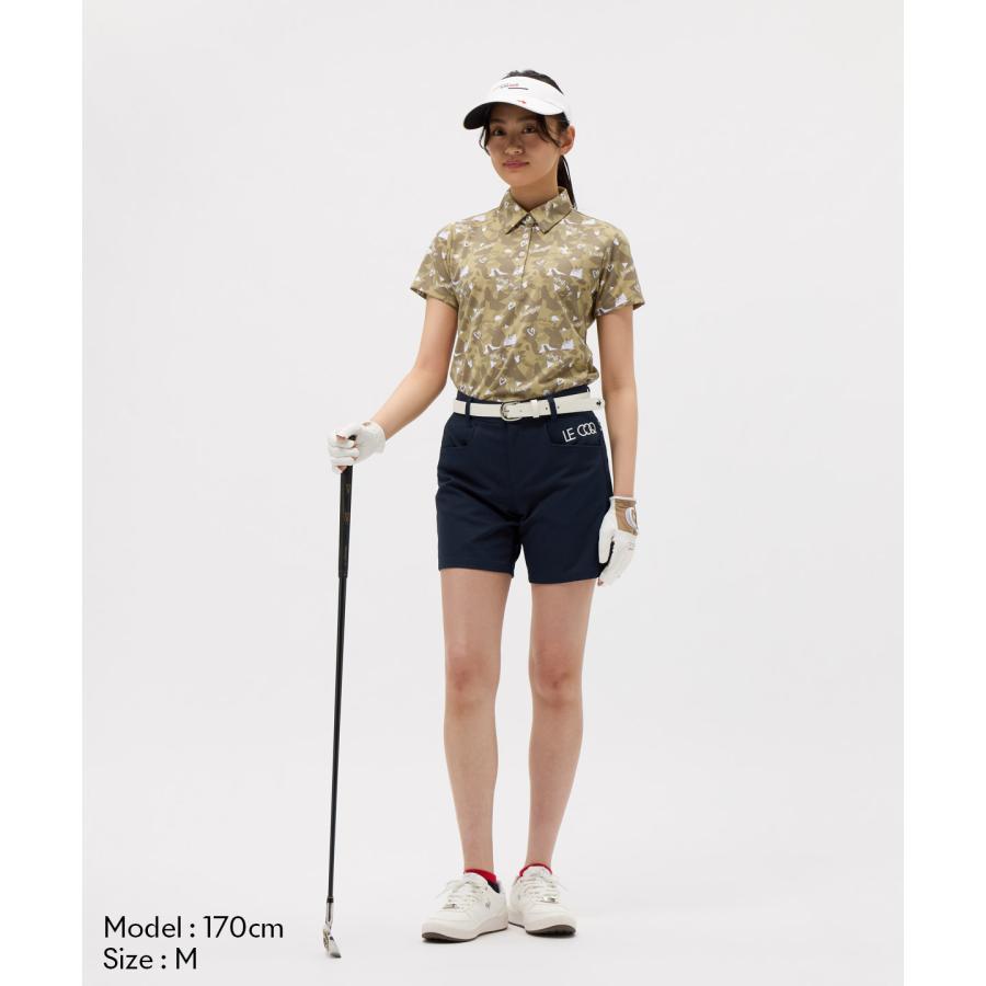 レディースゴルフウェアセットアップ　ショートパンツ　Lサイズ ホワイト／ブラック トップイズム TopIsm ゴルフショートパンツ レディース ゴルフウェア