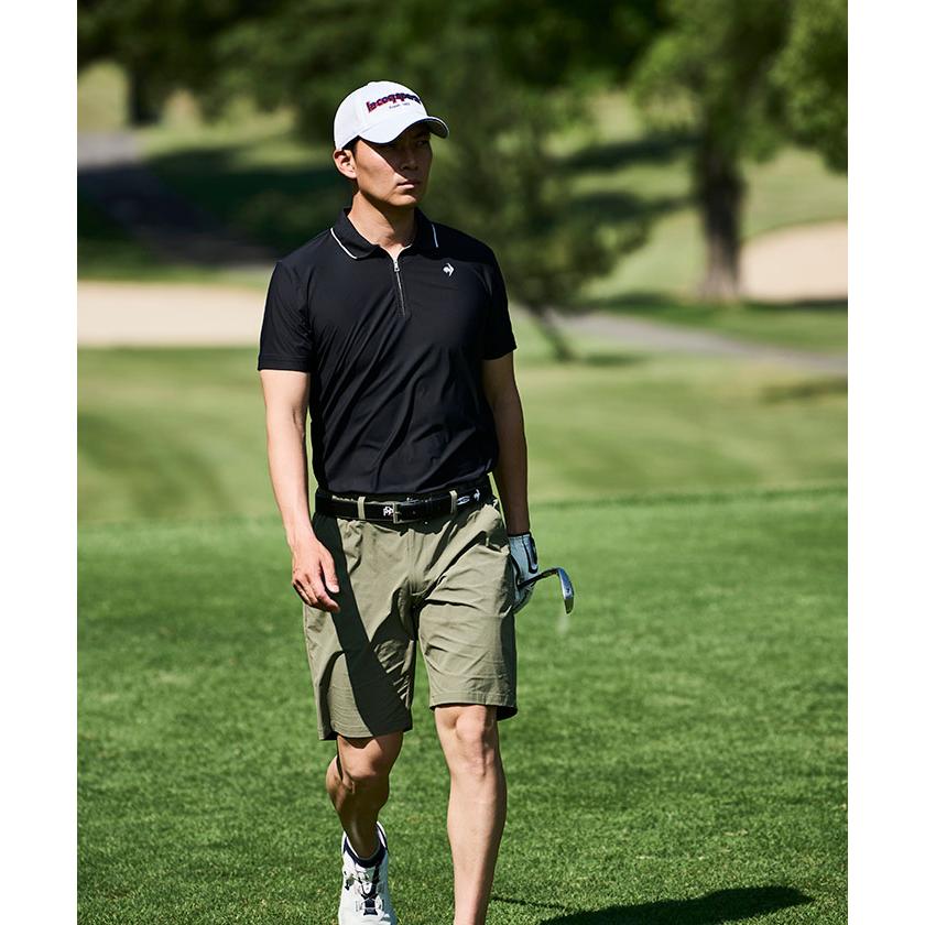 PXG ゴルフメンズ トップス 半袖 ナイロンジャケット ハーフジップシャツ人気 le coq sportif GOLF 公式 ルコックスポルティフ ゴルフ 小祝さくら