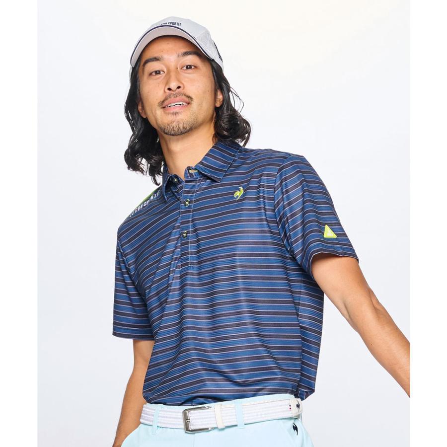 ルコック スポルティフ ゴルフ ポロシャツ バイカラー 白黒 ボ一ダ一柄 M le coq sportif EXcDRY バイカラー半袖ポロシャツ 23SS QGWVJA10