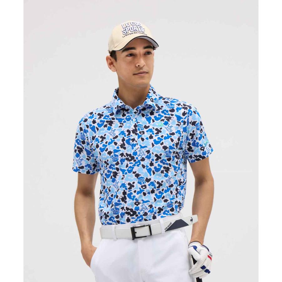 【1回使用】2枚セット　ルコックスポルティフ　ゴルフ　シャツ　総柄　L メンズ le coq sportif GOLF 公式 ルコックスポルティフ ゴルフ