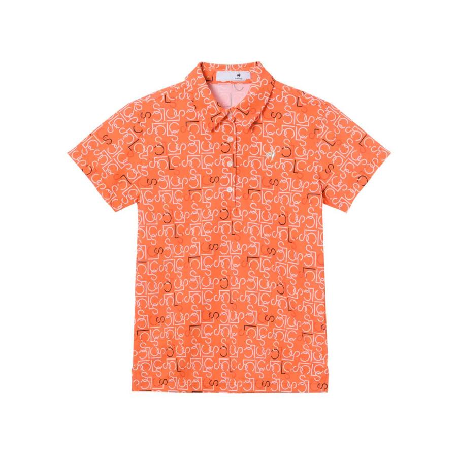 SUNRISE サンライズ ゴルフ ロゴ 総柄 半袖 ポロシャツ オレンジ M le coq sportif GOLF（ルコックスポルティフ ゴルフ） 公式 総柄半袖