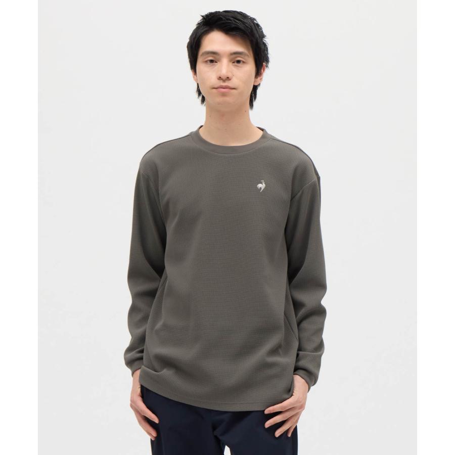 【専用】psicomワッフル長袖カットソー 【希少Lサイズ】カーキ セール】 裏起毛 ワッフル クルーネックTシャツ （Tシャツ