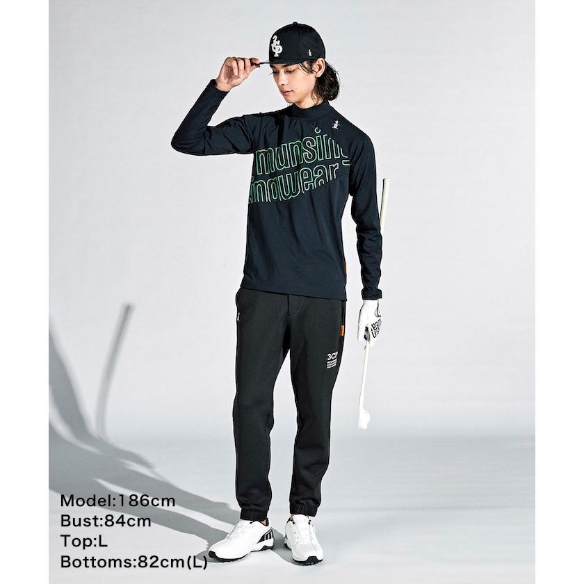 マンシングウェア　ゴルフ　モックネック　長袖シャツ　ストレッチ　総柄　Lサイズ Munsingwear セール 公式 マンシングウェア シャツ モックネック